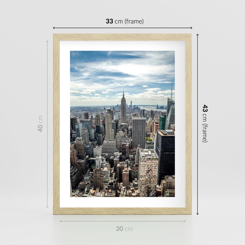 Plakat w ramie 30x40 - Duch Nowego Jorku - Manhattan, Nowy Jork - rama drewno