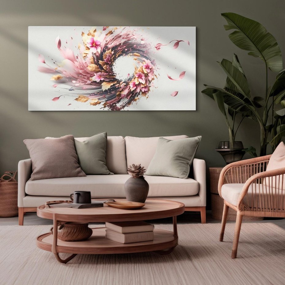 Obraz na płótnie 120x60 - Kwiatowy Wir - nowoczesna grafika komputerowa, wir z kwiatów