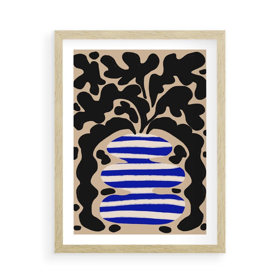 Plakat w ramie 50x70 - Boho Wizje - abstrakcyjny plakat, ciekawe formy - rama drewno