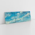 Obraz na płótnie 90x30 - Oddechy niebiańskiej materii - olejny obraz, smugi farby przypominają obłoki na błękitnym niebie