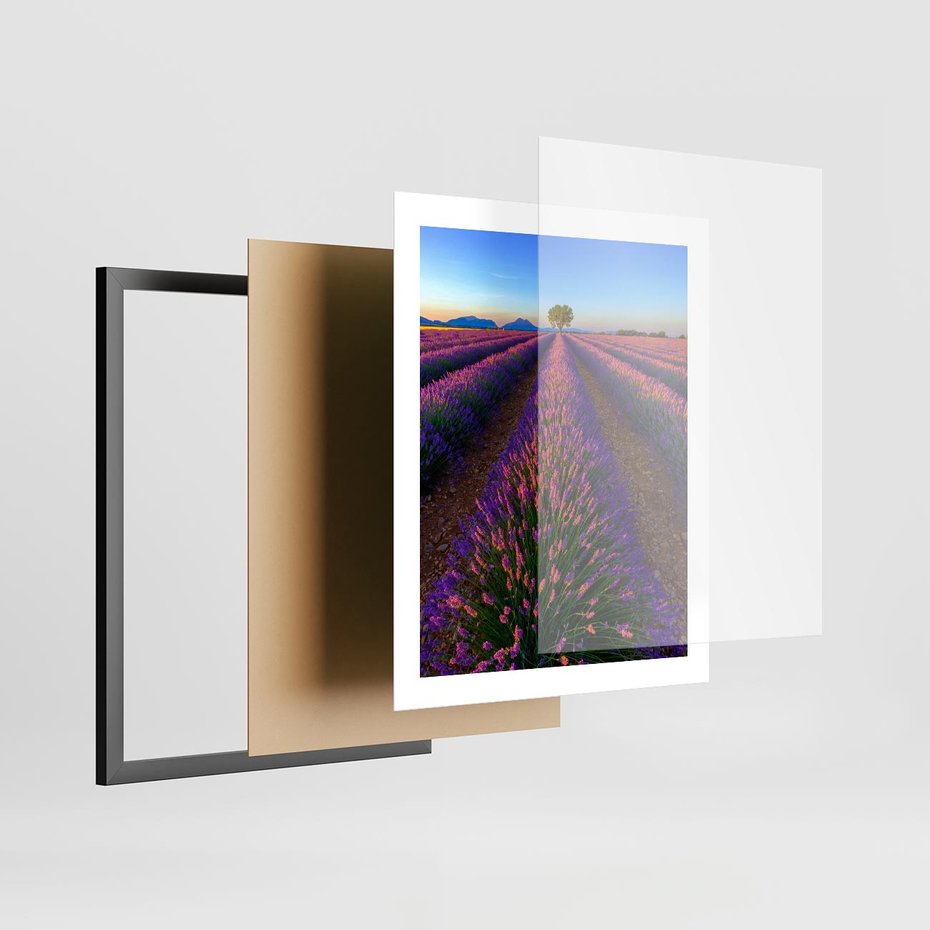 Plakat w ramie 40x50 - Fioletowa Magia - pole, lawendy - rama czarna