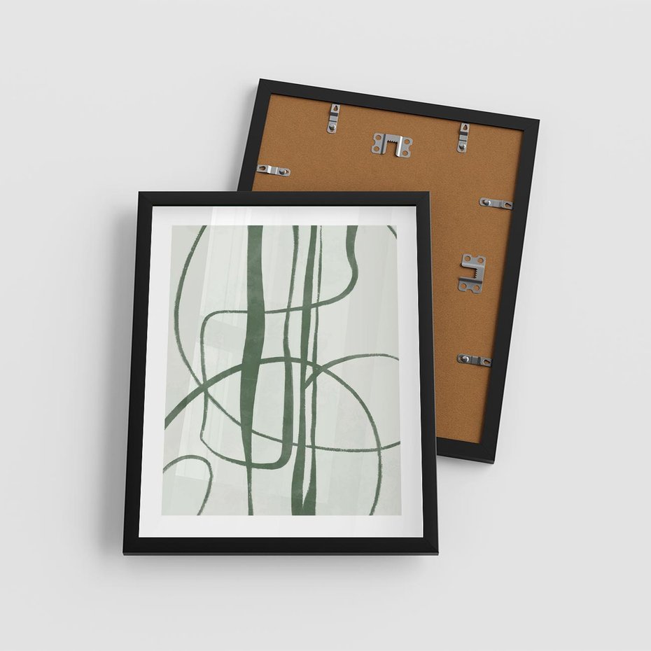 Plakat w ramie 40x50 - Zielony Spokój - zielona abstrakcja, spokojny plakat - rama czarna