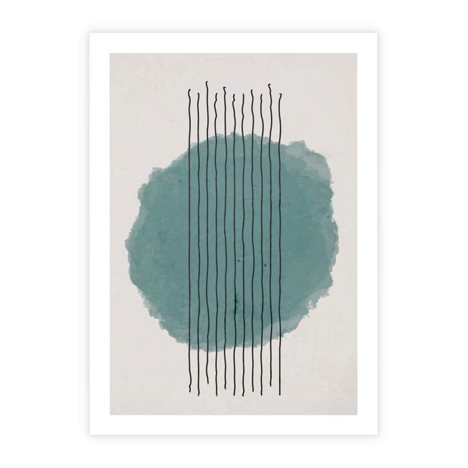 Plakat bez ramy 30x40 - Podróżne Inspiracje - abstrakcyjna akwarelowa plama, nieregularne kreski