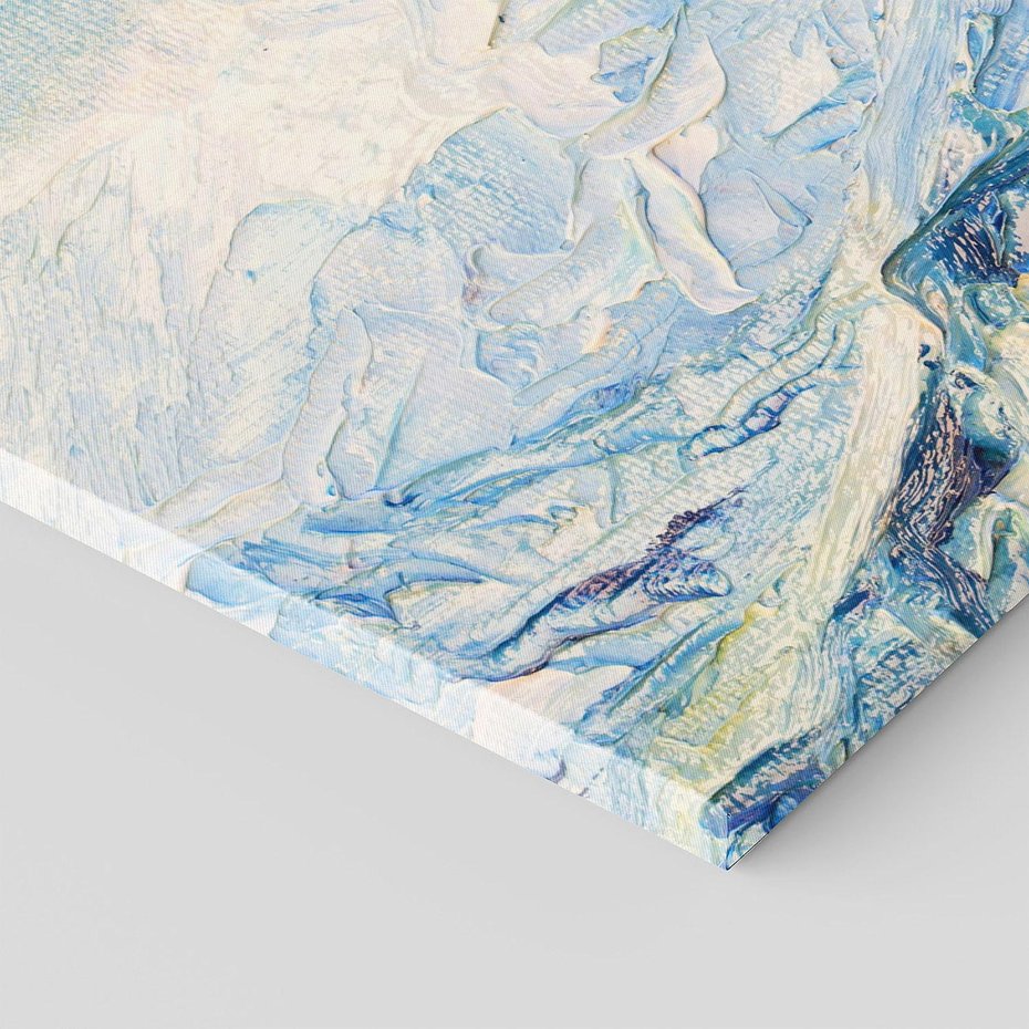 Obraz na płótnie 90x30 - Majestat Błękitnych Szczytów - olejny obraz, górski pejzaż