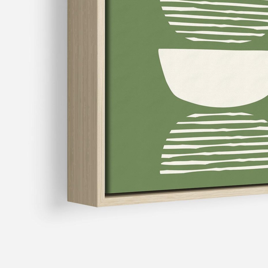 Obraz w ramie 50x50 - Migotliwe Formy - geometryczne boho kształty na brązowym, oliwkowym tle - rama drewno