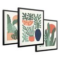 Zestaw obrazy w ramie 50x70 galeria - Liście, graficzne, boho, monstera - rama czarna