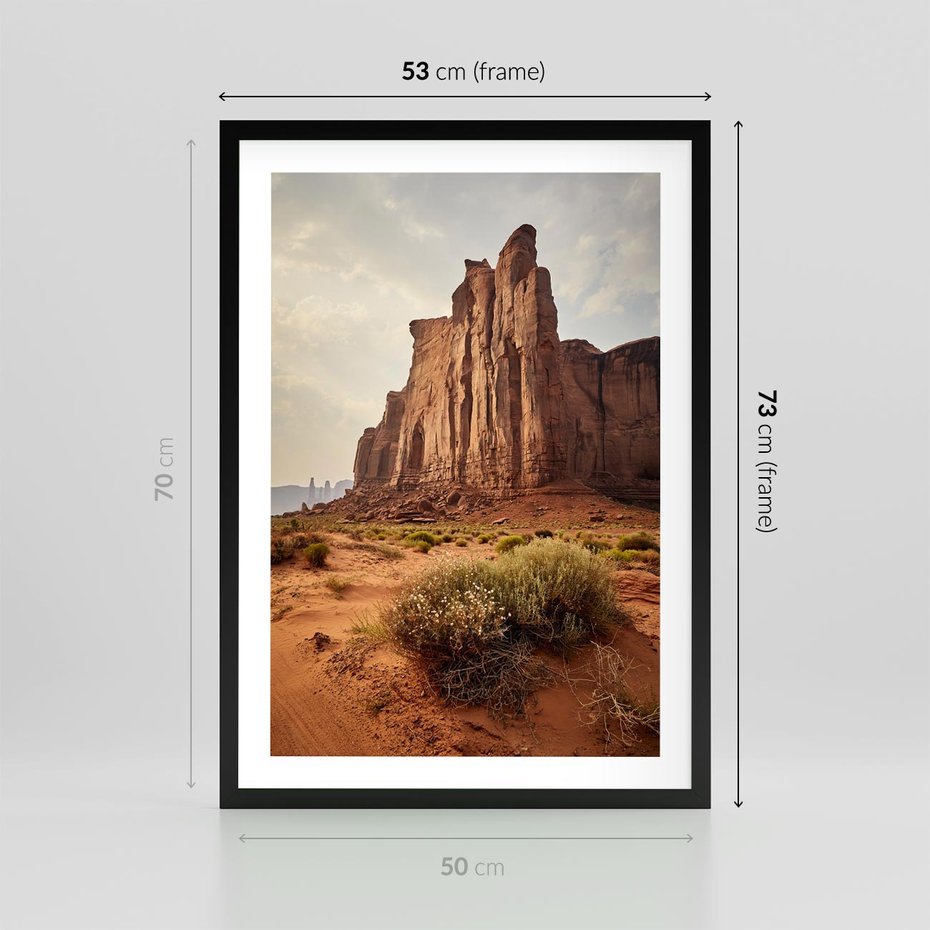 Plakat w ramie 50x70 - Pejzaż pustynnego kanionu - pustynia, kanion - rama czarna