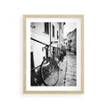Plakat w ramie 30x40 - Rower w Kontraście - rower, czarno - rama drewno