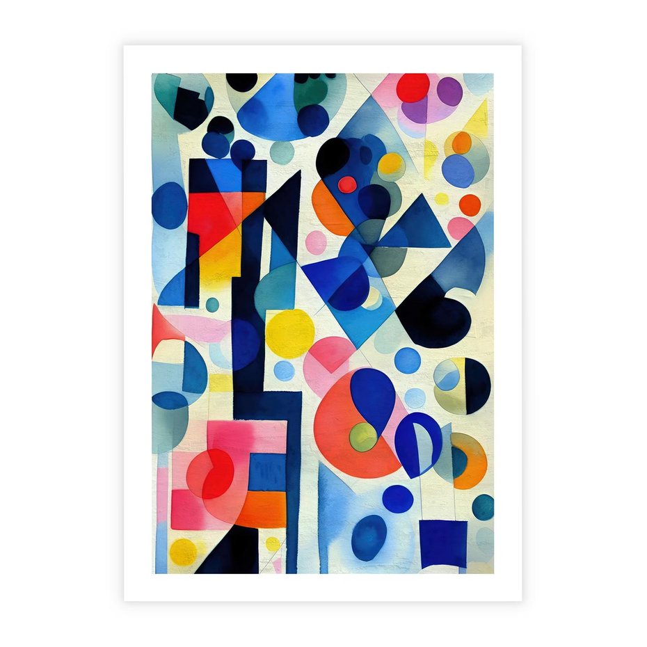 Plakat bez ramy 40x50 - Księga Akwarelowych Przeniknięć - abstrakcyjny obraz, różne kolorowe kształty