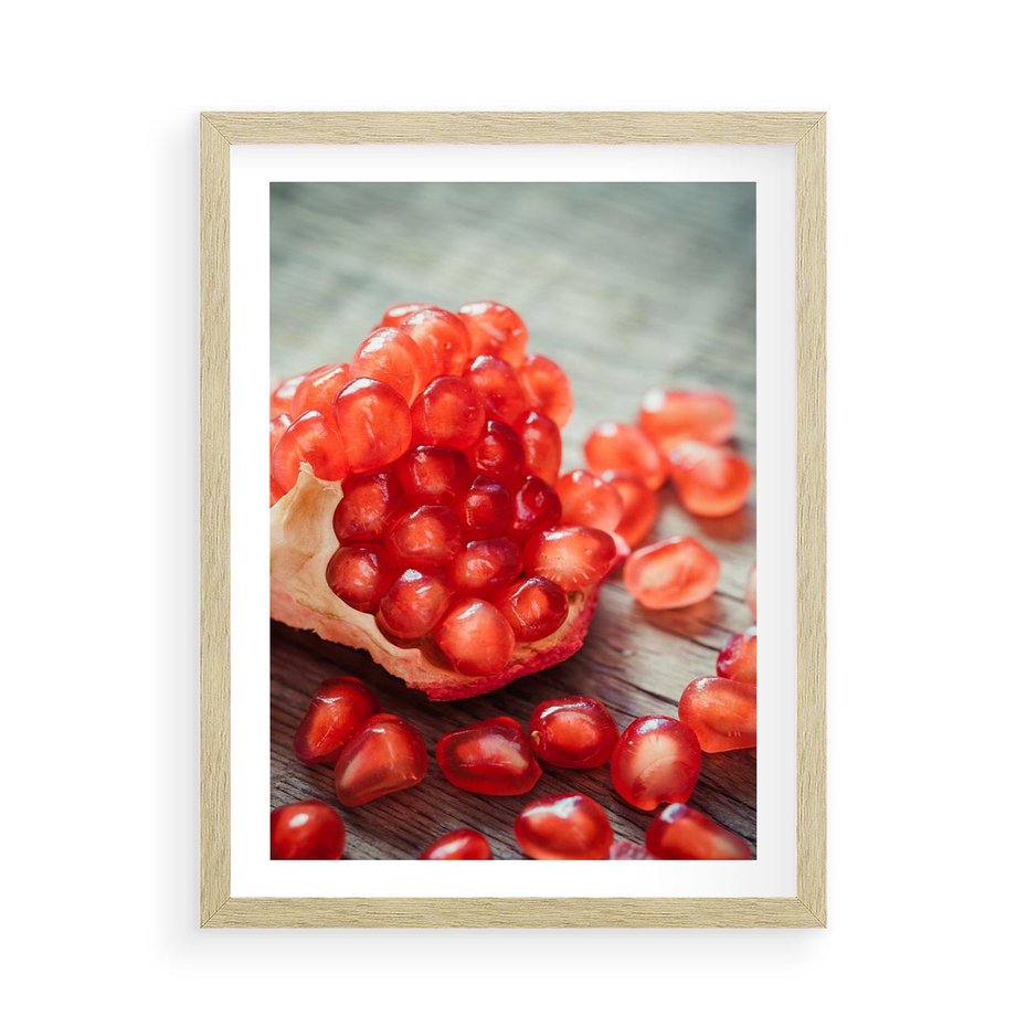 Plakat w ramie 50x70 - Granatowa Inspiracja Kuchni - granat, kuchnia - rama drewno