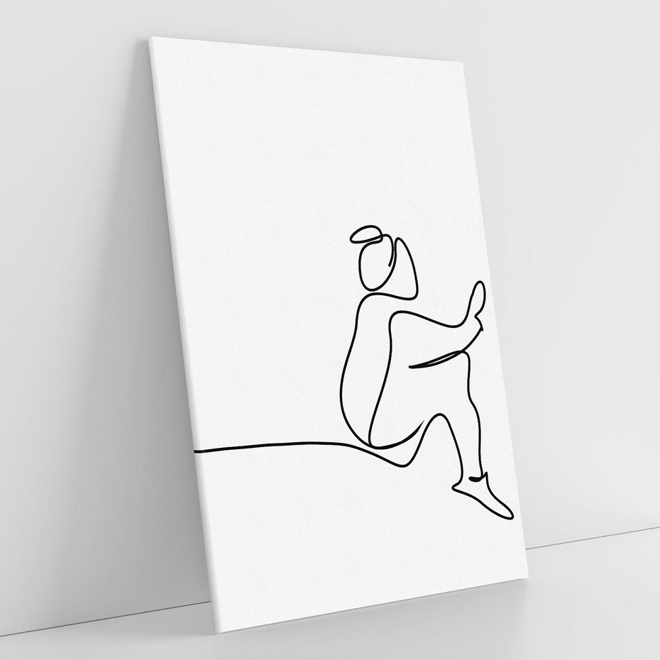 Obraz na płótnie 70x100 - Linie Wewnętrznej Refleksji - line art, szkic