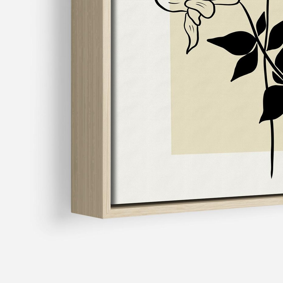 Obraz w ramie 50x50 - Malowane szkicowe tęsknoty - kwiaty, typografia - rama drewno