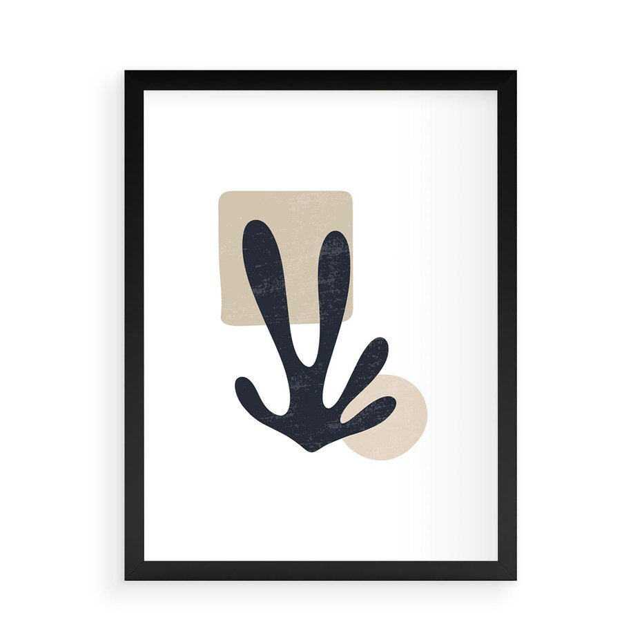 Plakat w ramie 50x70 - Granatowa Odsłona - minimalistyczna nowczesna grafika, styl matisse - rama czarna