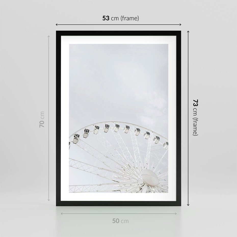 Plakat w ramie 50x70 - Karuzela Młyńska: Nostalgiczne Koło - młyńskie koło, karuzela - rama czarna