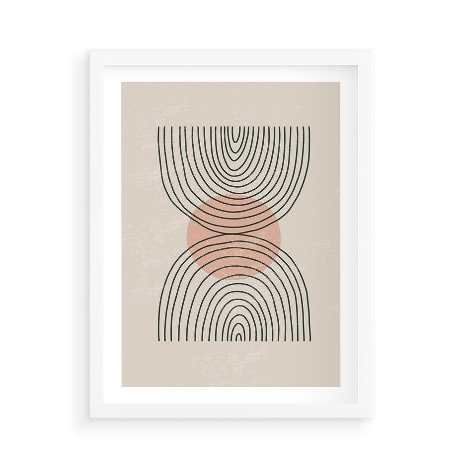 Plakat w ramie 50x70 - Nowy Rytuał - abstrakcyjna sztuka, boho kształty - rama biała