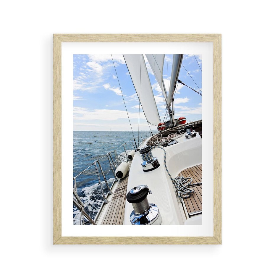 Plakat w ramie 40x50 - Moc żaglowca na pełnym morzu - żaglowiec, jacht - rama drewno