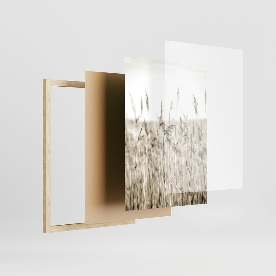 Zestaw obrazy w ramie 30x40 galeria - Lato, pola, pszenicy, chatka, boho - rama drewno