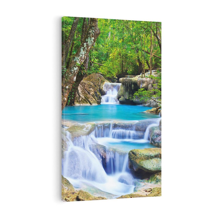 Obraz na płótnie 50x70 - Siła Rzeki i Urok Wodospadu - rzeka, wodospad