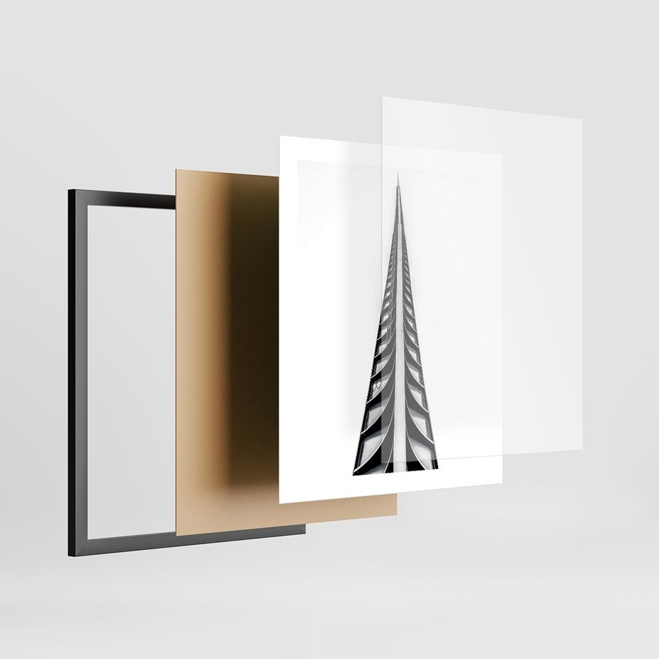 Plakat w ramie 40x50 - Majestatyczna Architektura - wysoki, strzelisty wieżowiec - rama czarna