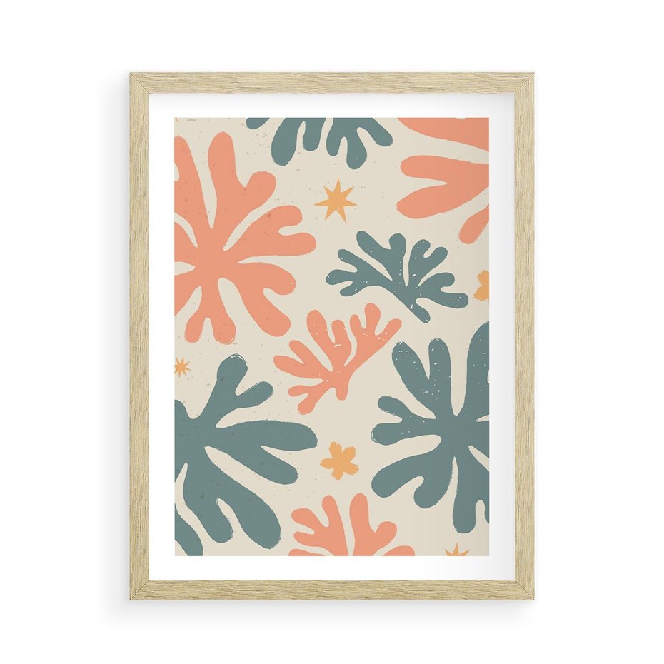 Plakat w ramie 50x70 - Boho Wybuch - boho formy, kształty - rama drewno