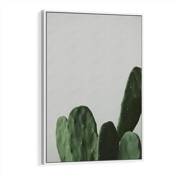 Obraz w ramie 80x120 - Majestatyczne Wysokości - kaktusy, liście - rama biała