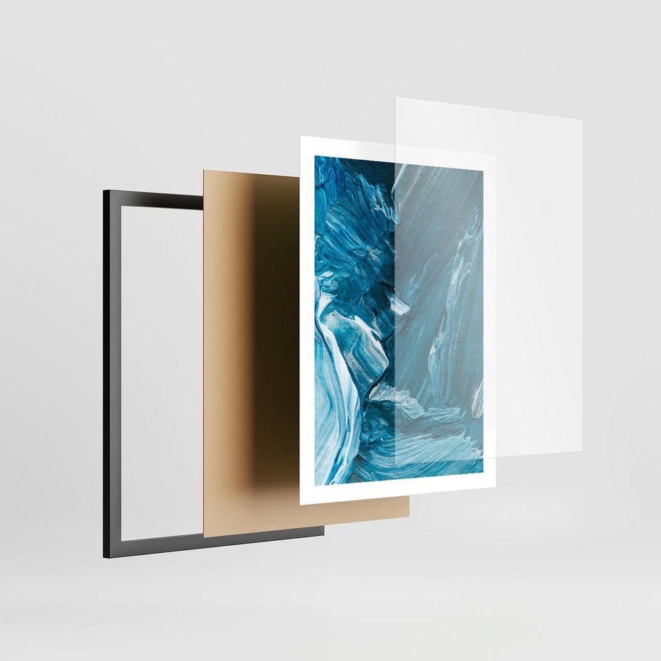 Plakat w ramie 50x70 - Wyrazista abstrakcja w akwareli - abstrakcja, akwarela - rama czarna
