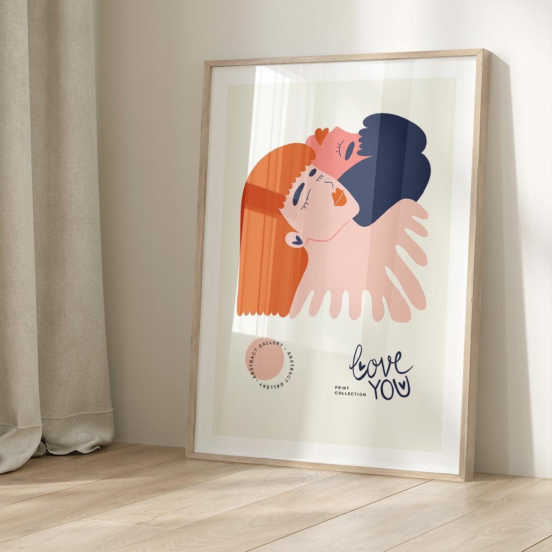 Plakat w ramie 30x40 - Rondo melancholii - para zakochanych, graficzny obraz - rama drewno