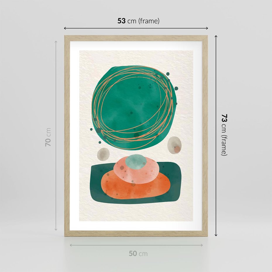 Plakat w ramie 50x70 - Rozmyte Granice - abstrakcyjne plamy, zielony - rama drewno