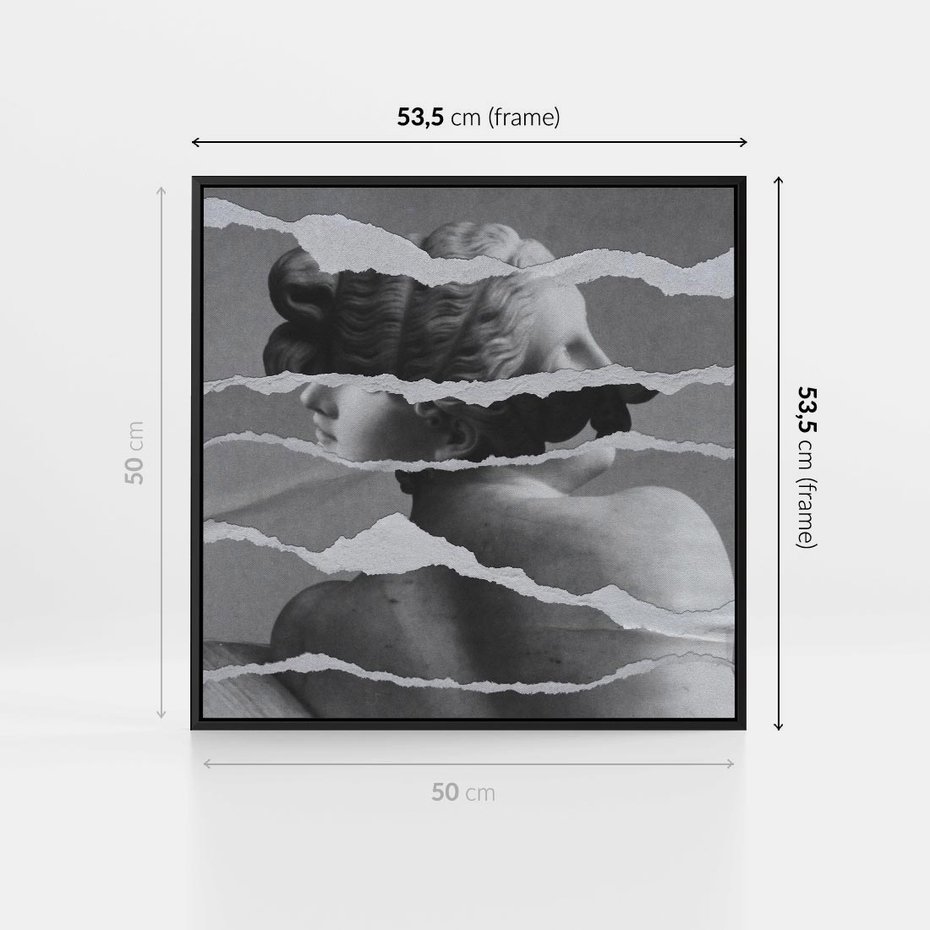 Obraz w ramie 50x50 - Kolaż z Antyczną Rzeźbą - antyczna rzeźba, kolaż ze zdjęć - rama czarna