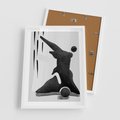 Plakat w ramie 50x70 - Czarno-Biała Grafika Postaci - nowoczesna grafika, plakat - rama biała