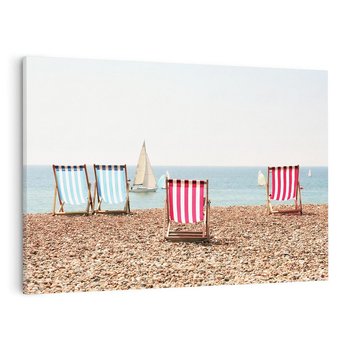 Obraz na płótnie 100x70 - Letnia retro bajka - fotografia, pasiaste leżaki