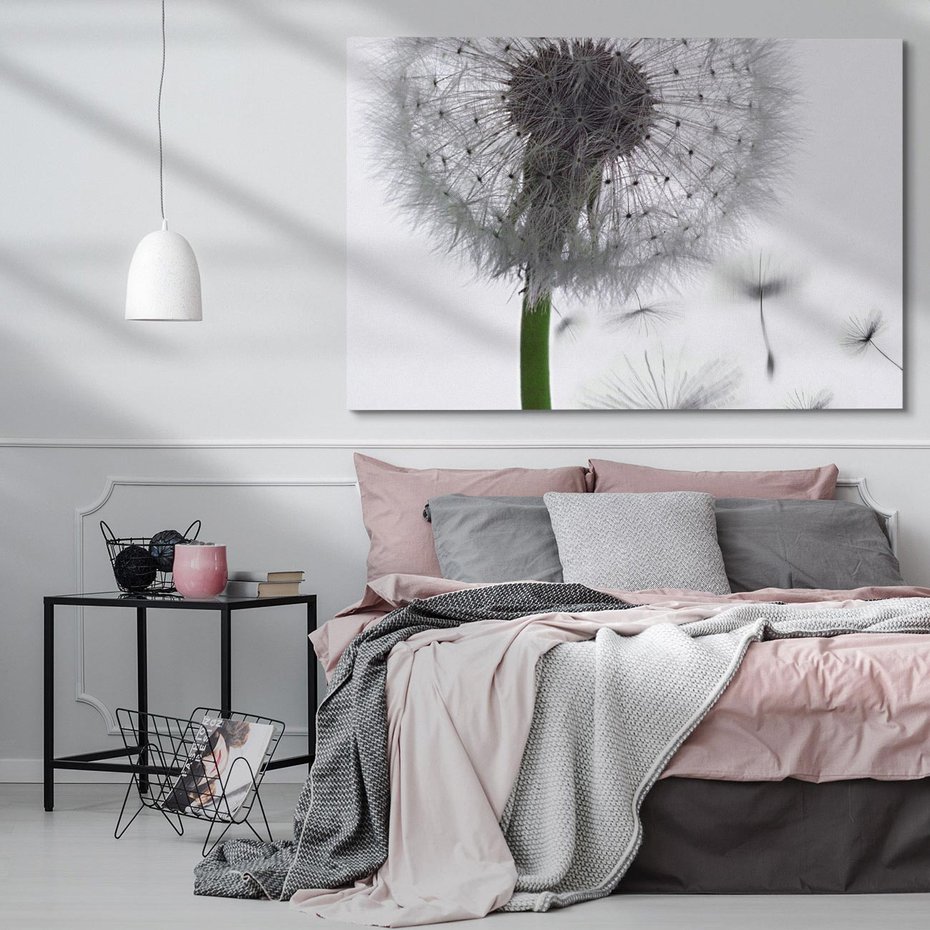 Obraz na płótnie 100x70 - Lekkość Przemijania - dmuchawiec, makro