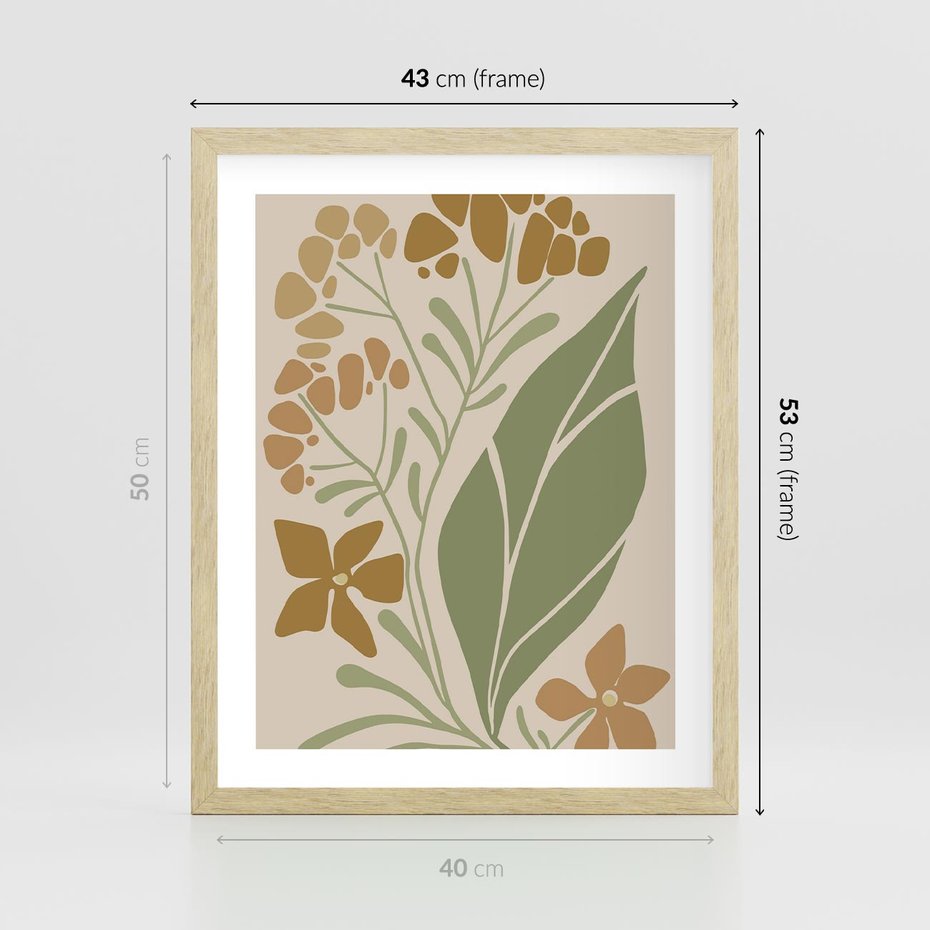 Plakat w ramie 40x50 - Subtelność Utajona - nowoczesny plakat, roślinność - rama drewno