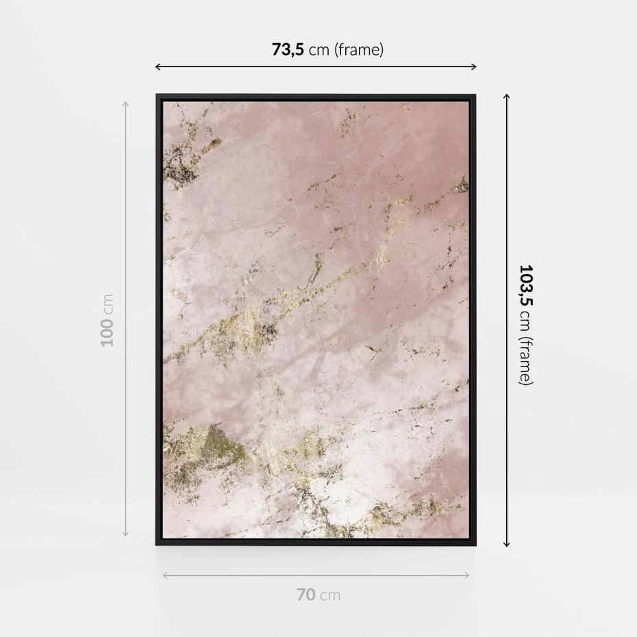 Obraz w ramie 70x100 - Piękno w Szczegółach - marmur, złoto - rama czarna