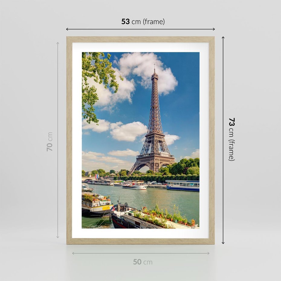 Plakat w ramie 50x70 - Paryżska ikona Francji - wieża Eiffla, Paryż - rama drewno