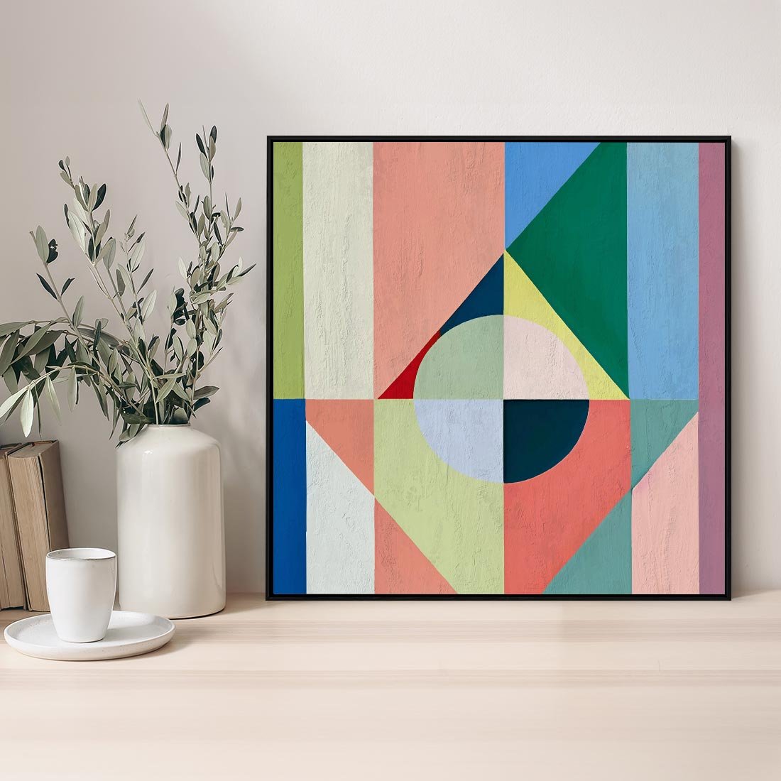 Obraz w ramie 50x50 - Księga Kolorowych Wizji - różne geometryczne formy, koła - rama czarna