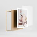 Plakat w ramie 30x40 - Pastelowa Uroda Natury: Kwiat z Złotymi Akcentami - pastelowa grafika, kwiat - rama drewno