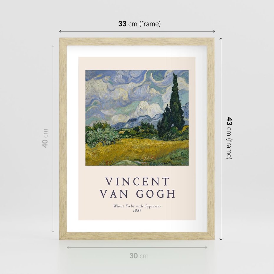 Plakat w ramie 30x40 - Pole z Cyprysami - reprodukcja obrazu, van gogh - rama drewno