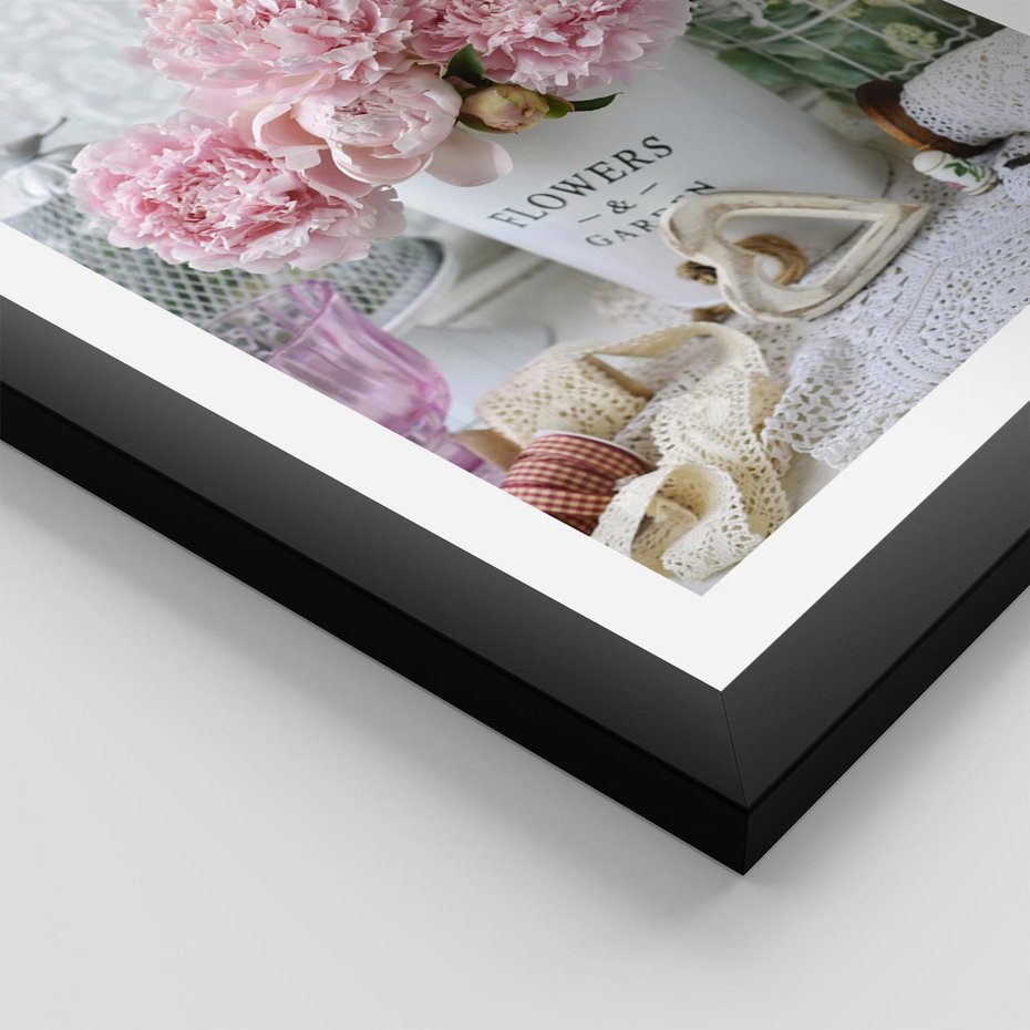 Plakat w ramie 30x40 - Miłość w powietrzu - kwiaty, romantyczne - rama czarna