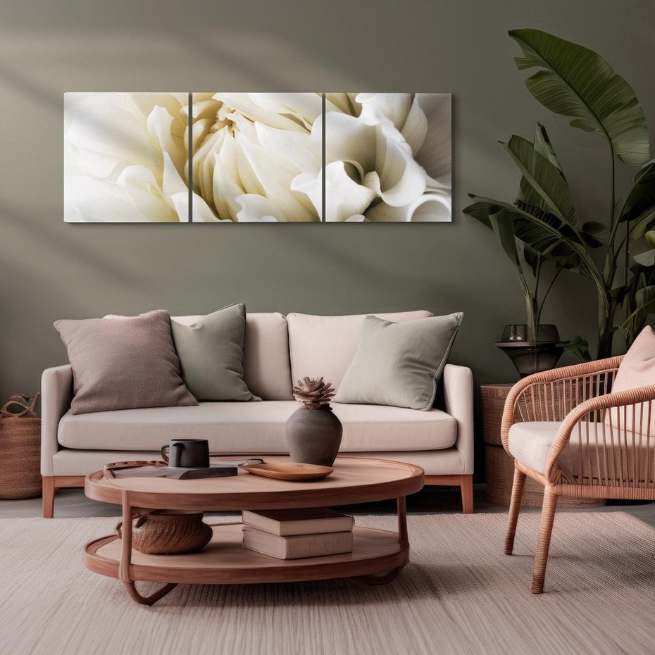 Obraz na płótnie 120x40 - Białe Kwiaty Delikatności - białe, kwiaty