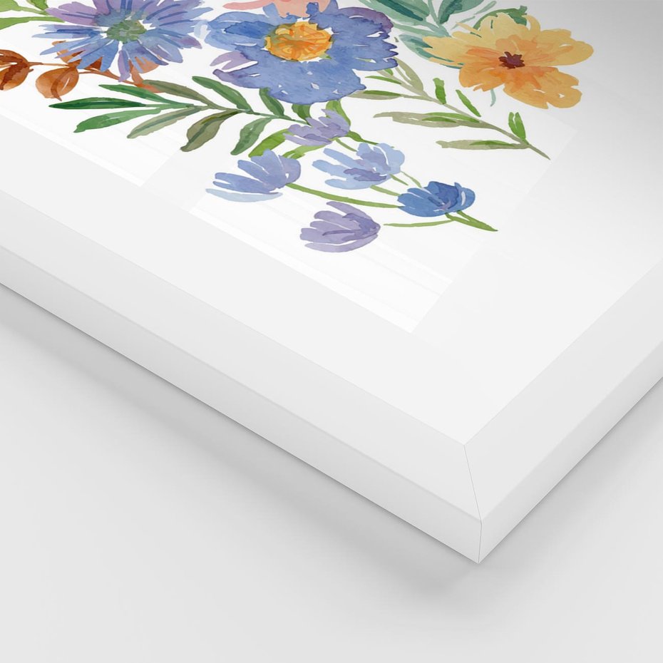 Plakat w ramie 30x40 - Kwiatowe Opowieści - akwarelowe polne kwiaty, minimalistyczna sztuka - rama biała