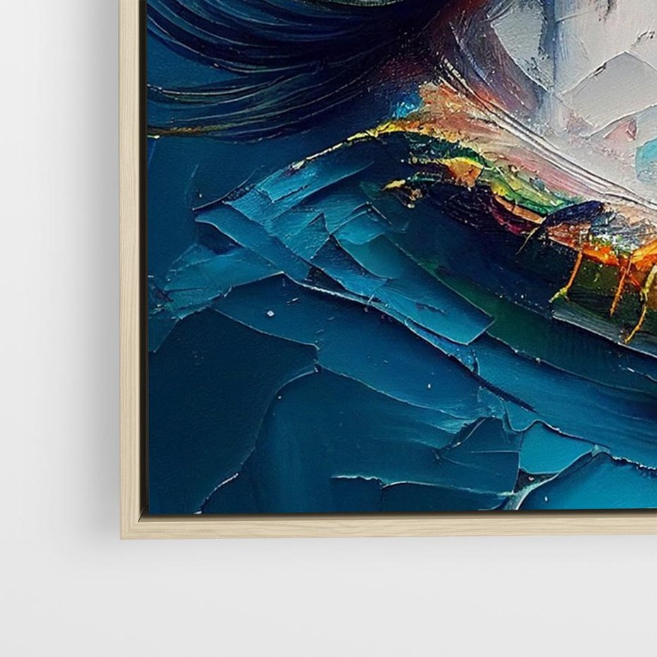 Obraz w ramie 70x50 - Mistyka Tęczowego Oka - oko, obraz olejny - rama drewno