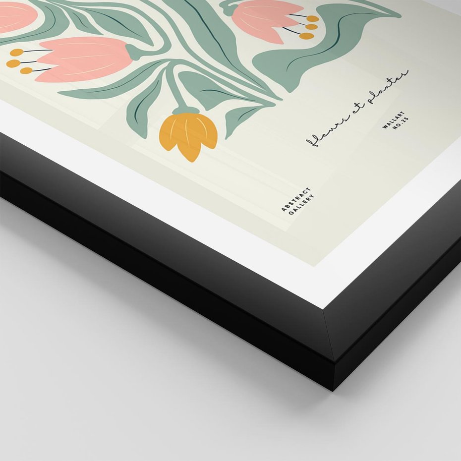 Plakat w ramie 40x50 - Tajemnicza Aura - kwiaty, nowoczesna abstrakcja - rama czarna