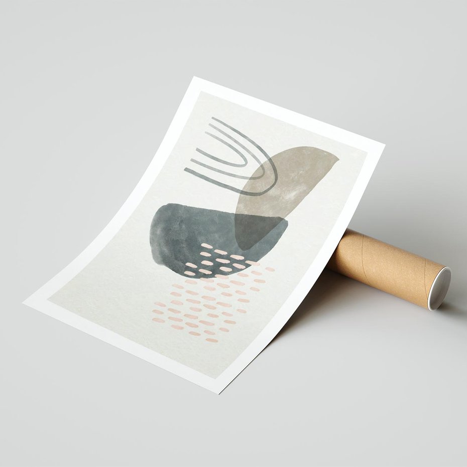 Plakat bez ramy 40x50 - Geometria w Beżowych Odcieniach - abstrakcja, geometria