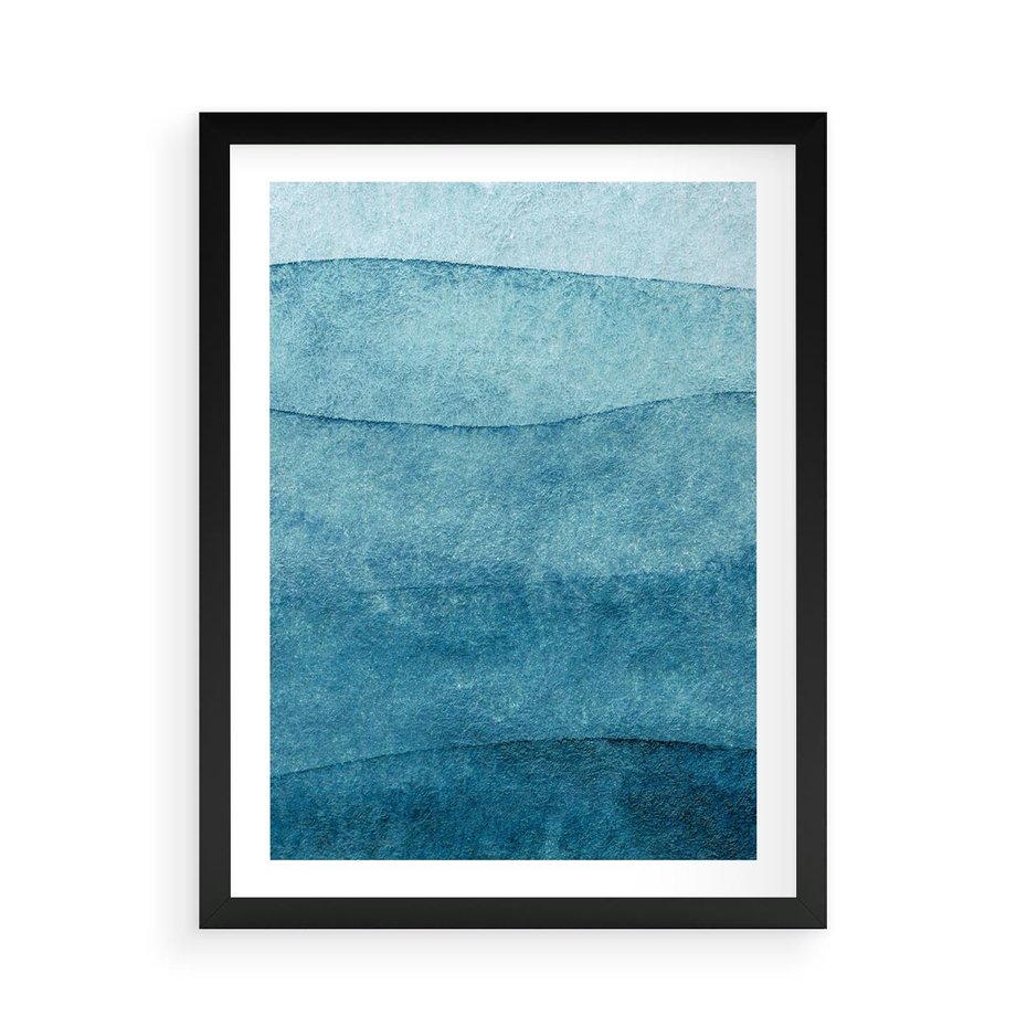 Plakat w ramie 50x70 - Kolorowe fale akwareli - akwarela, fale - rama czarna