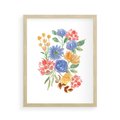 Plakat w ramie 40x50 - Kwiatowe Światło - akwarelowe kwiaty, bukiet - rama drewno