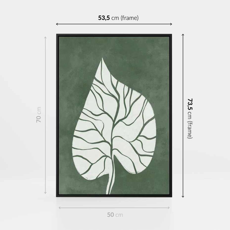 Obraz w ramie 50x70 - Migotliwe Wnętrze Zieleni - zielony plakat, roślinne motywy - rama czarna