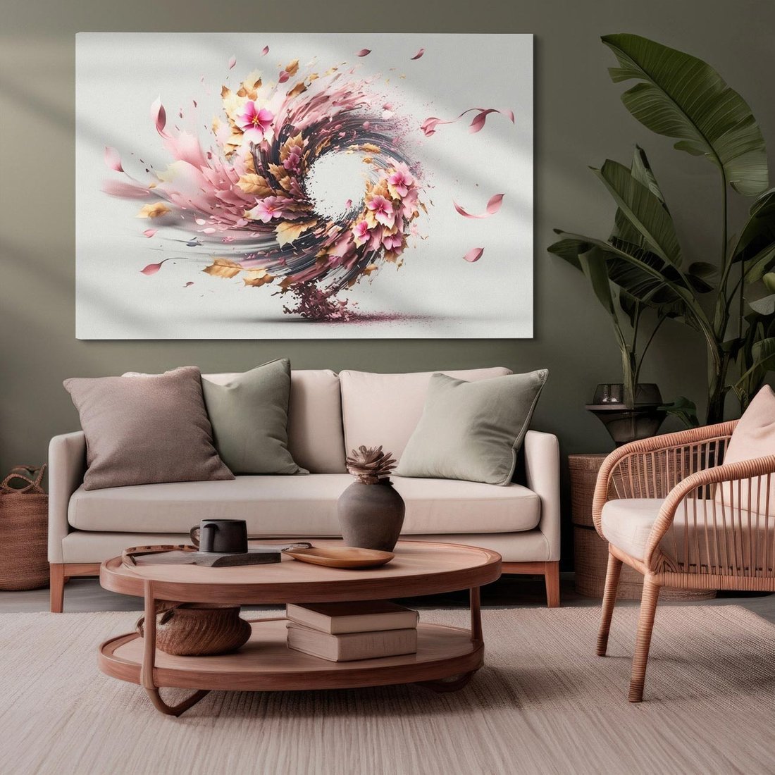 Obraz na płótnie 120x80 - Kwiatowy Wir - nowoczesna grafika komputerowa, wir z kwiatów