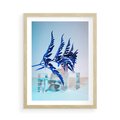 Plakat w ramie 50x70 - Intensywny Kolor Natury - liście, kobalt - rama drewno