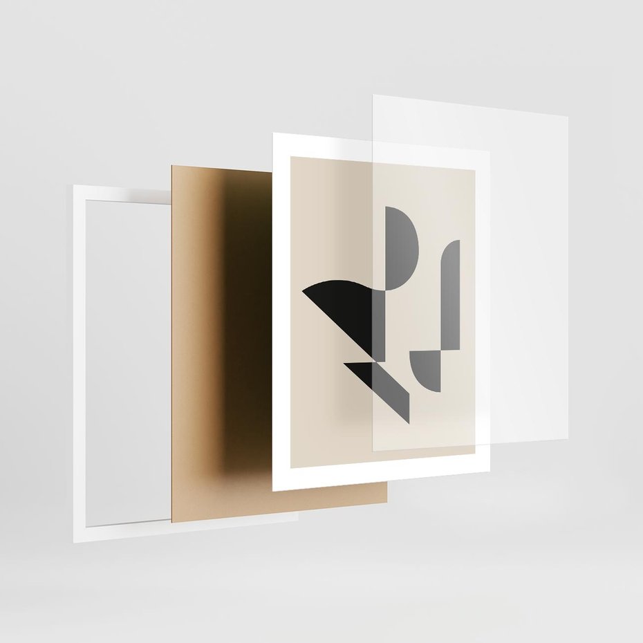 Plakat w ramie 40x50 - Rozkwitająca Abstrakcja - abstrakcyjne geometryczne kształty, minimalizm - rama biała